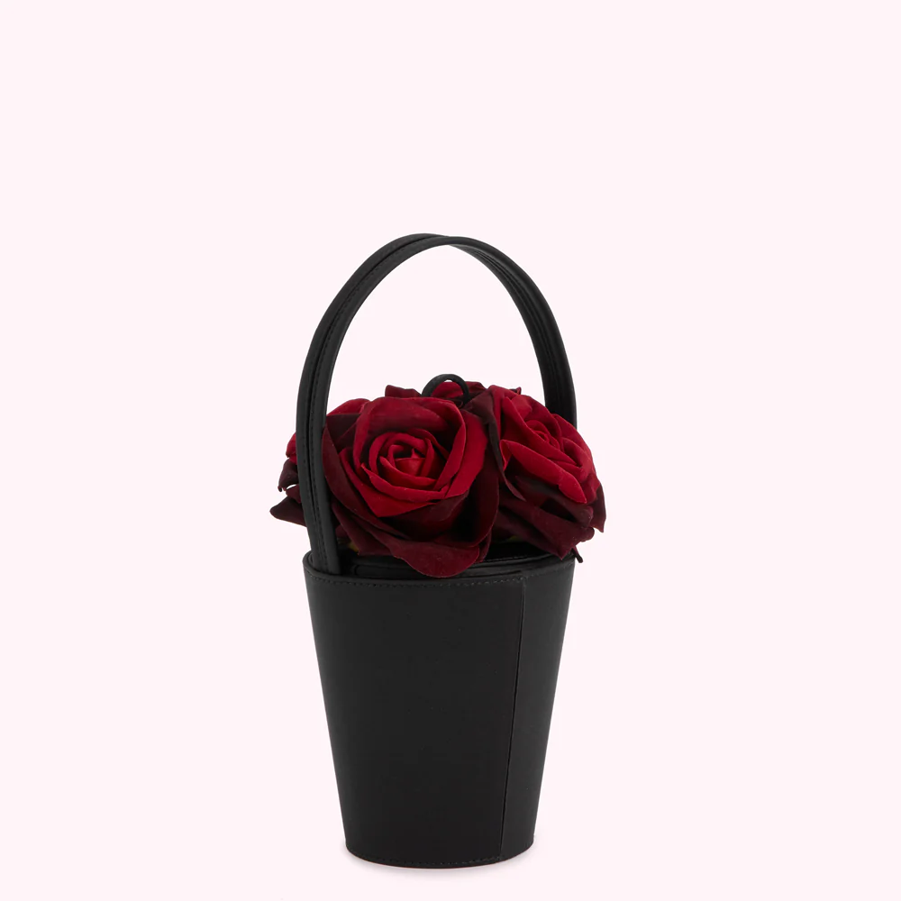 BLACK MULTI LIFE IS A BAG OF ROSES ROSE BASKET BAG - Image 2