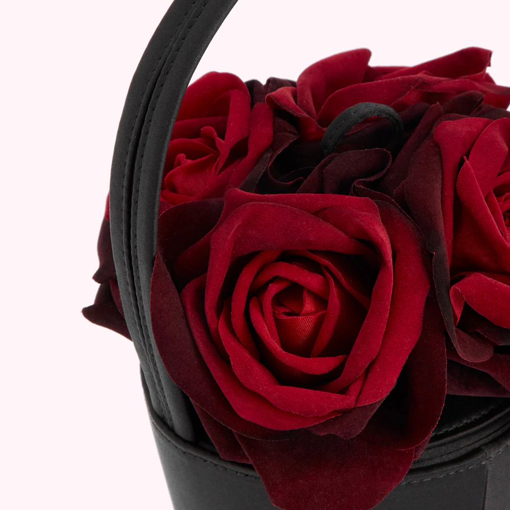 BLACK MULTI LIFE IS A BAG OF ROSES ROSE BASKET BAG - Image 3