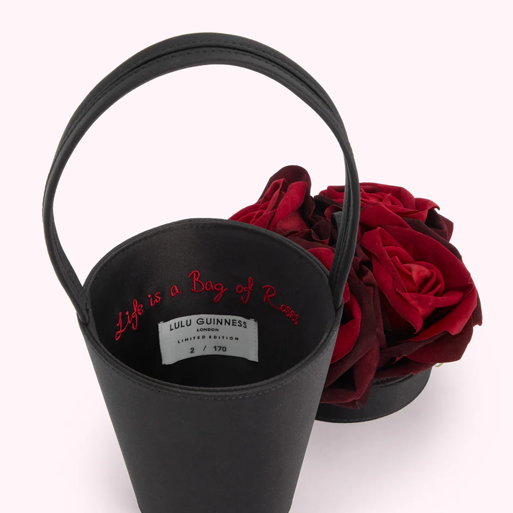 BLACK MULTI LIFE IS A BAG OF ROSES ROSE BASKET BAG - Image 4