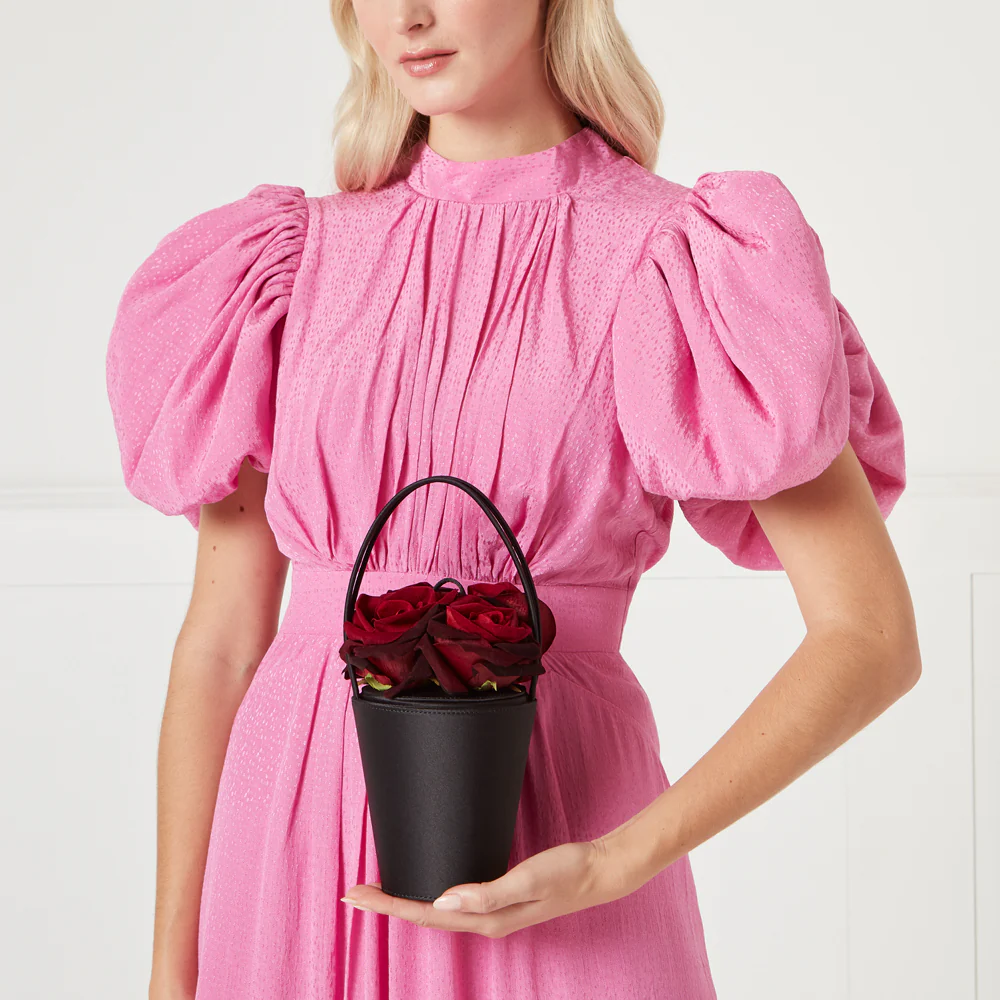 BLACK MULTI LIFE IS A BAG OF ROSES ROSE BASKET BAG - Image 6