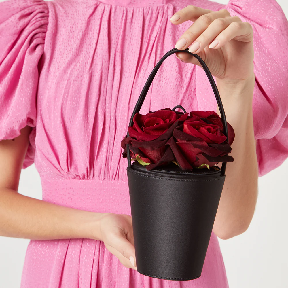 BLACK MULTI LIFE IS A BAG OF ROSES ROSE BASKET BAG - Image 8