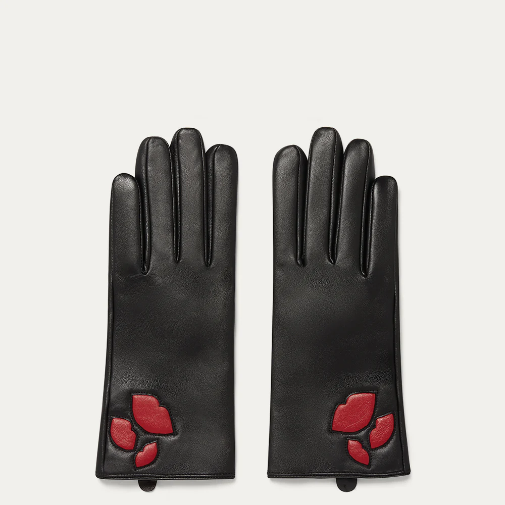 BLACK MULTI PADDED LIP LEATHER KAI GLOVE