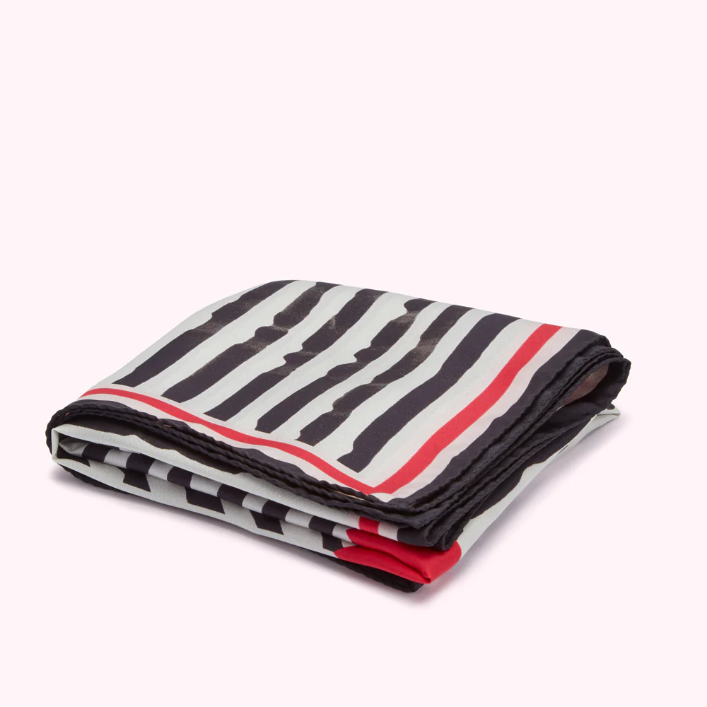 BLACK MULTI PAINTERLY STRIPES SILK TWILL SCARF - Image 3