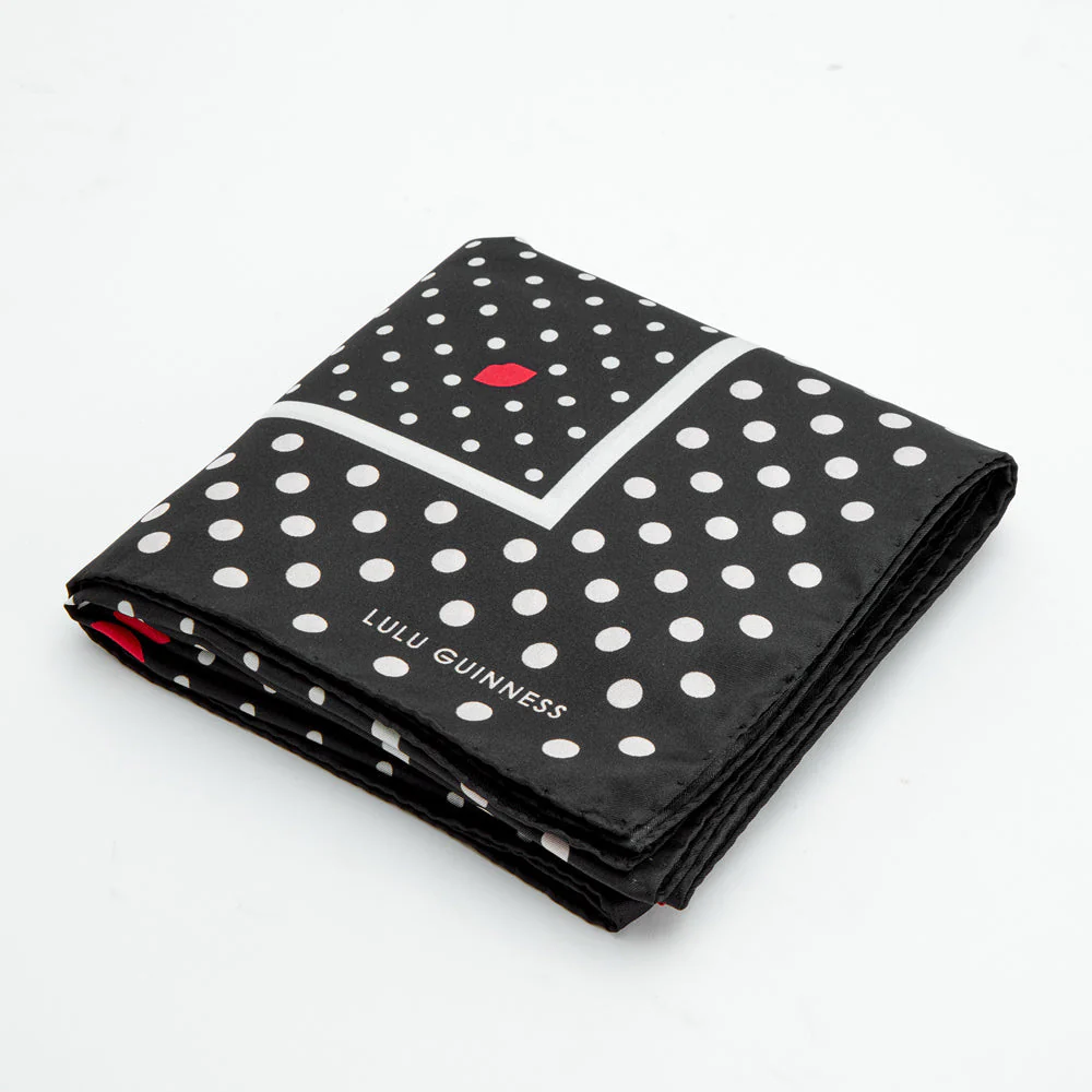 BLACK MULTI POLKA LIP SILK TWILL SCARF - Image 3