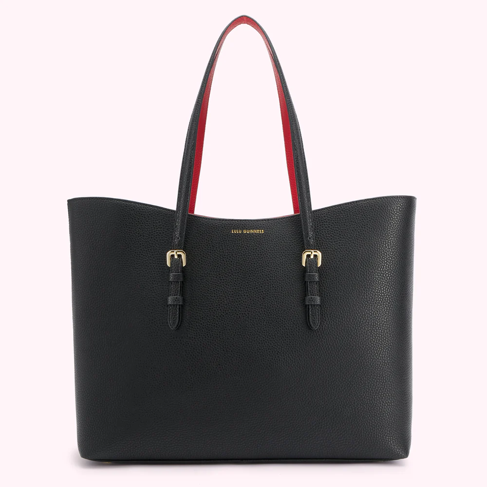 BLACK AND RED REVERSIBLE HANDLES JUDE TOTE BAG