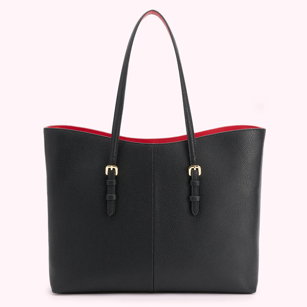 BLACK AND RED REVERSIBLE HANDLES JUDE TOTE BAG - Image 2