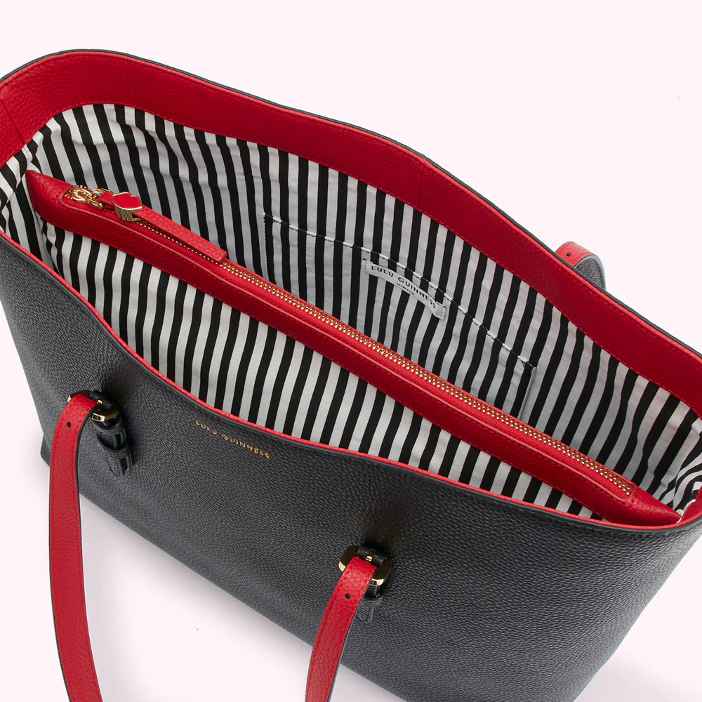 BLACK AND RED REVERSIBLE HANDLES JUDE TOTE BAG - Image 3