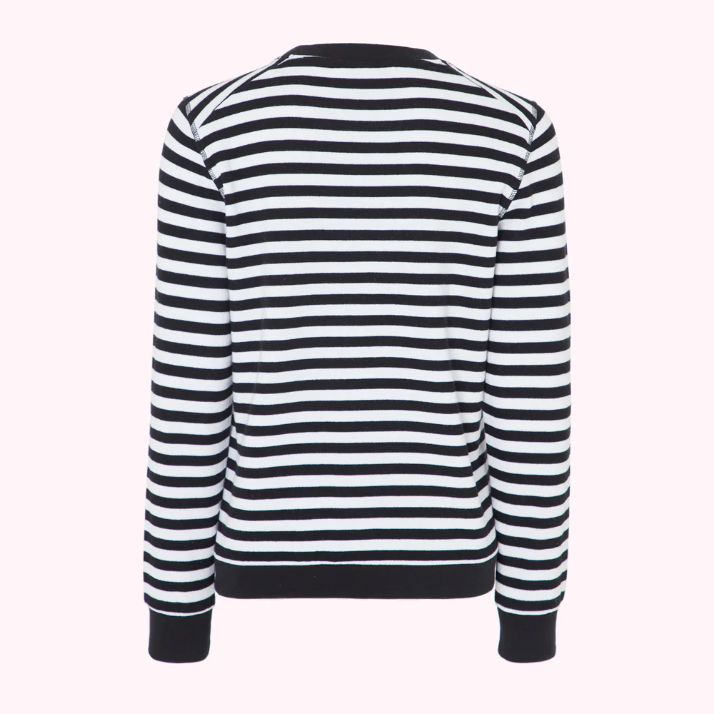 BLACK MULTI STRIPE BLOSSOM POCKET SAMI SWEATSHIRT - Image 2