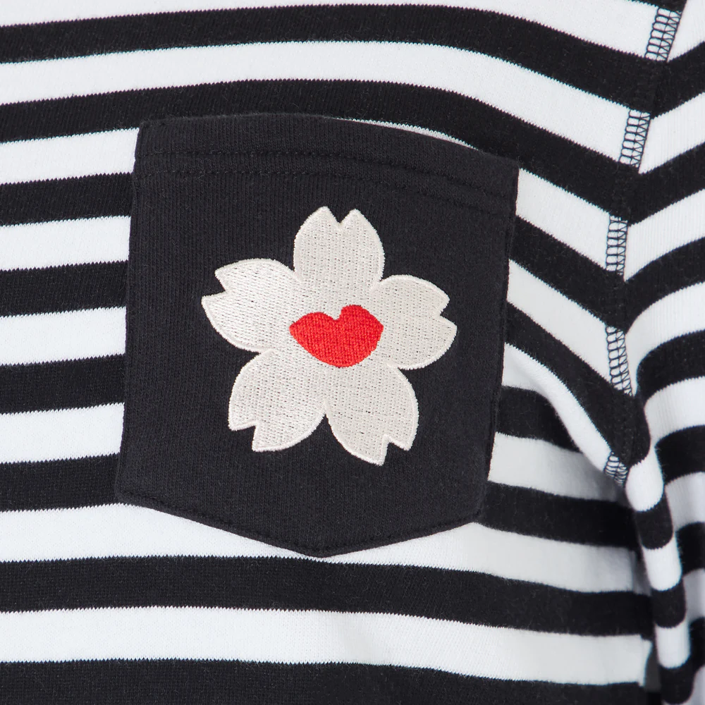 BLACK MULTI STRIPE BLOSSOM POCKET SAMI SWEATSHIRT - Image 3