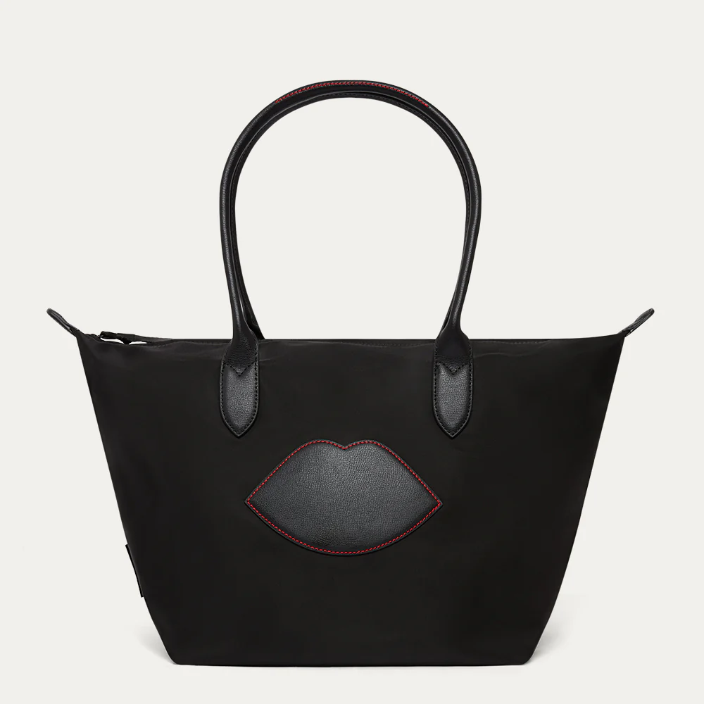 BLACK NYLON OH LU LU LARGE TOTE BAG