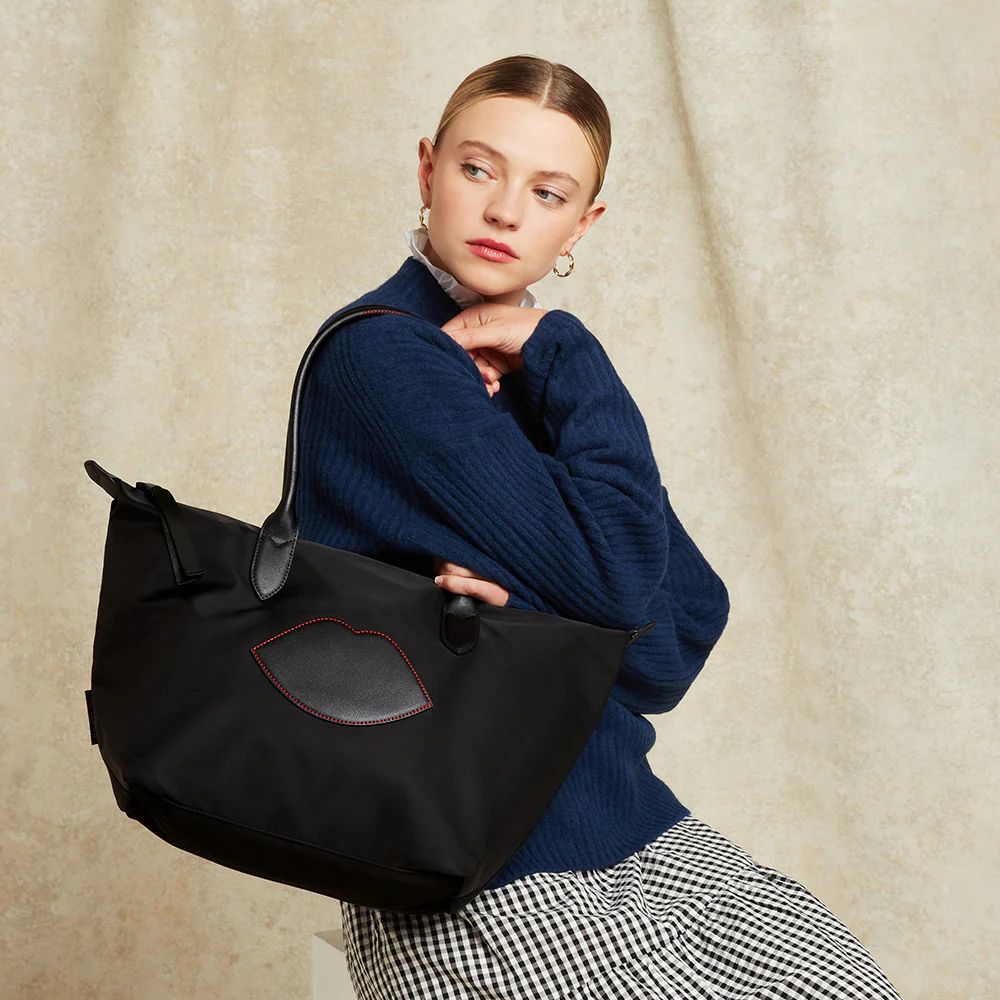 BLACK NYLON OH LU LU LARGE TOTE BAG - Image 6