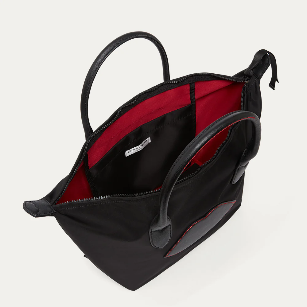 BLACK NYLON OH LU LU MEDIUM TOTE BAG - Image 4