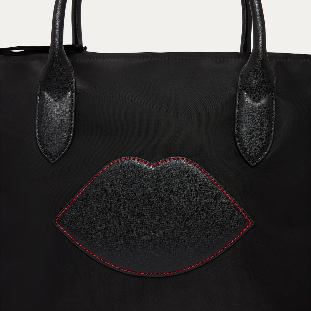 BLACK NYLON OH LU LU MEDIUM TOTE BAG - Image 5