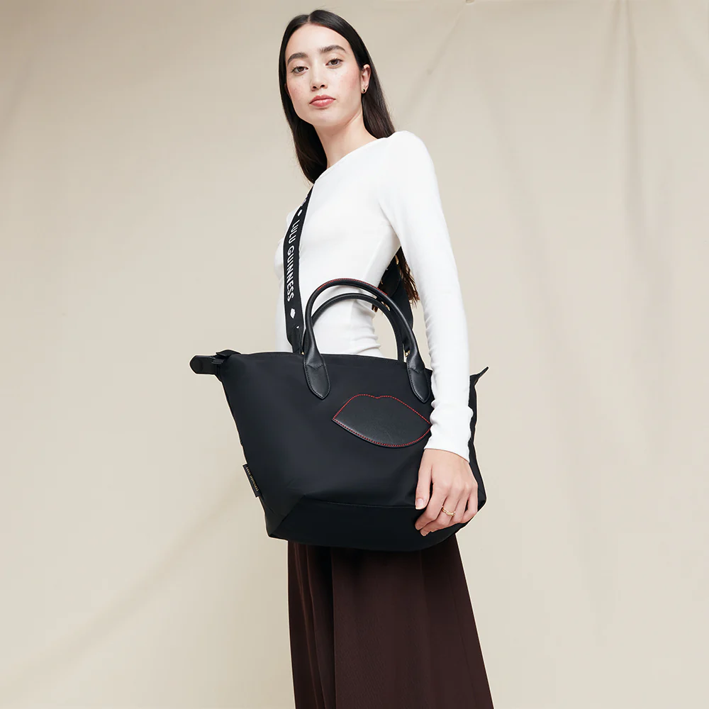 BLACK NYLON OH LU LU MEDIUM TOTE BAG - Image 6