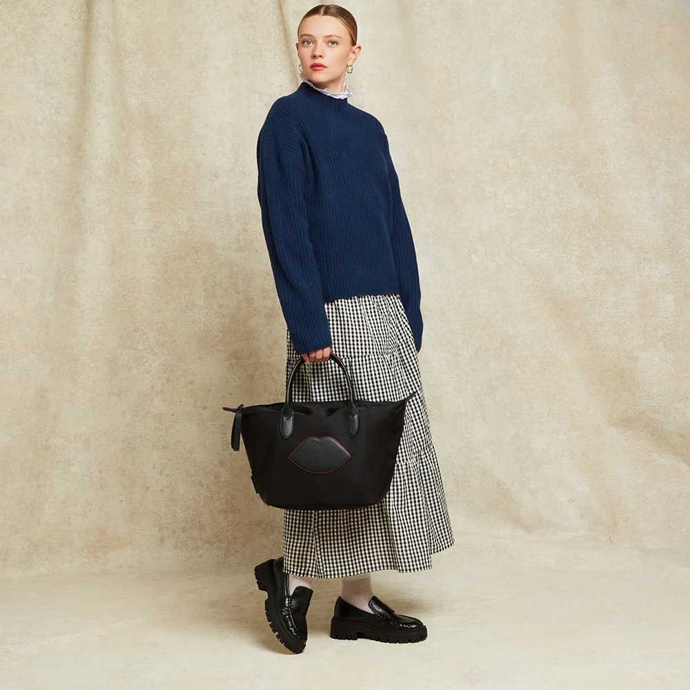 BLACK NYLON OH LU LU MEDIUM TOTE BAG - Image 7