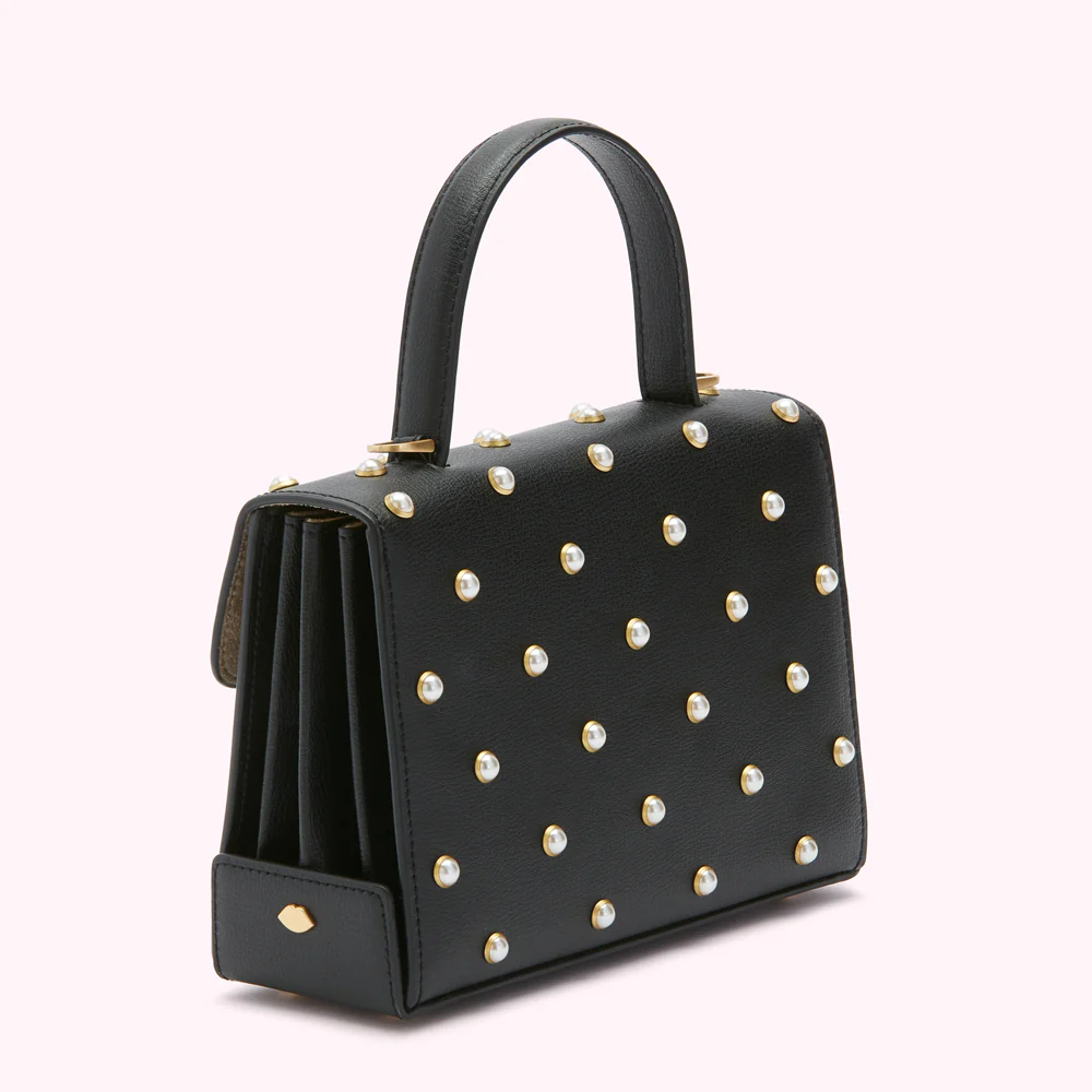 BLACK PEARL MEDIUM LIP TURNLOCK QUEENIE HANDBAG - Image 4