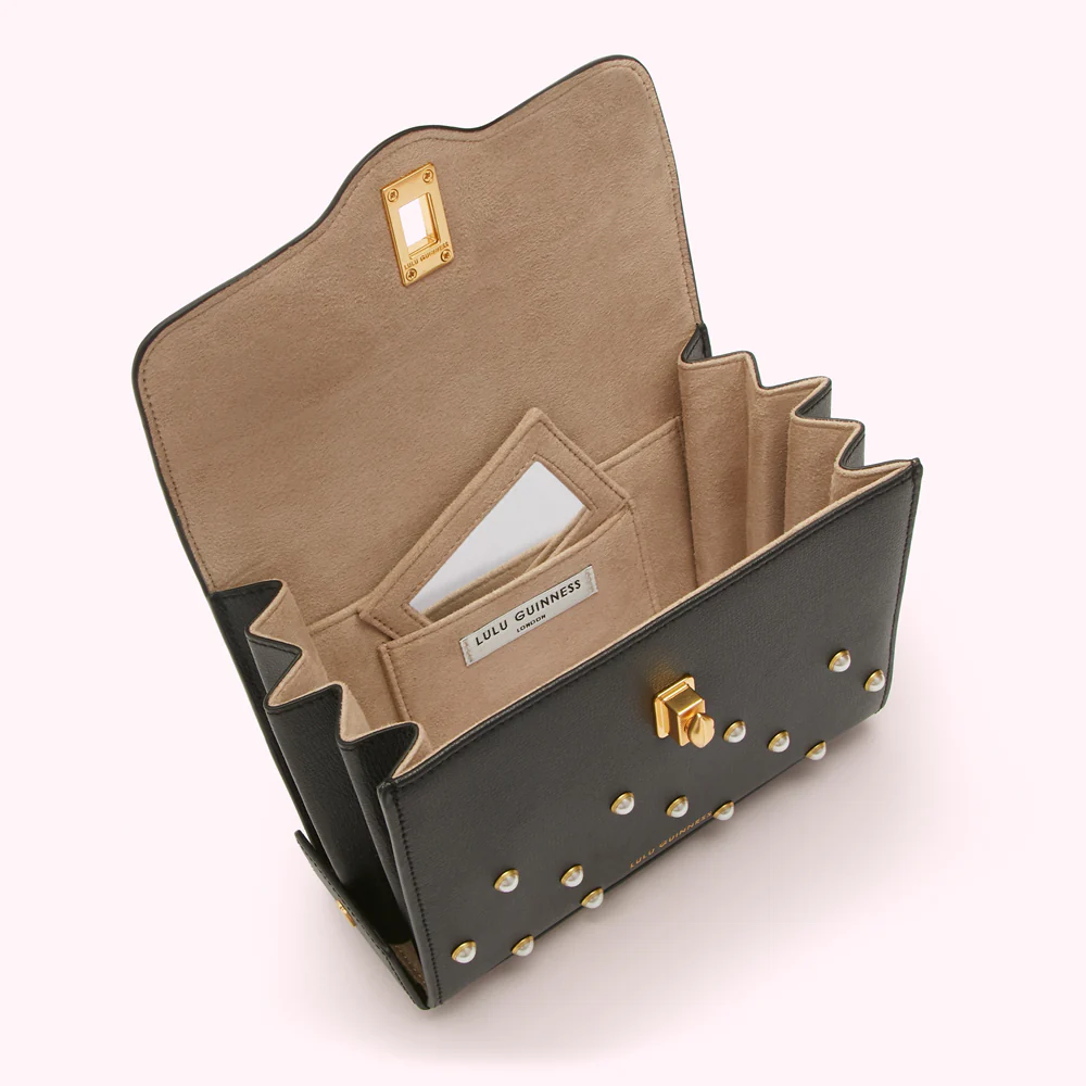 BLACK PEARL MEDIUM LIP TURNLOCK QUEENIE HANDBAG - Image 5