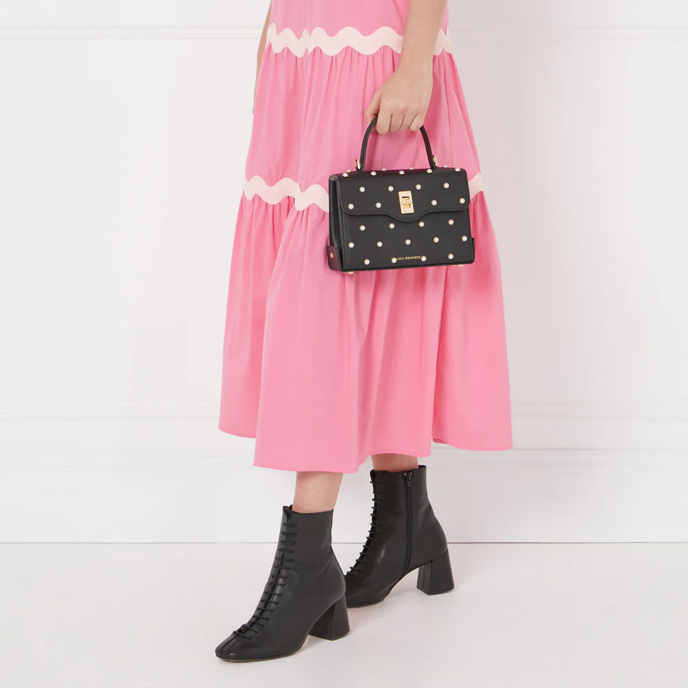 BLACK PEARL MEDIUM LIP TURNLOCK QUEENIE HANDBAG - Image 7