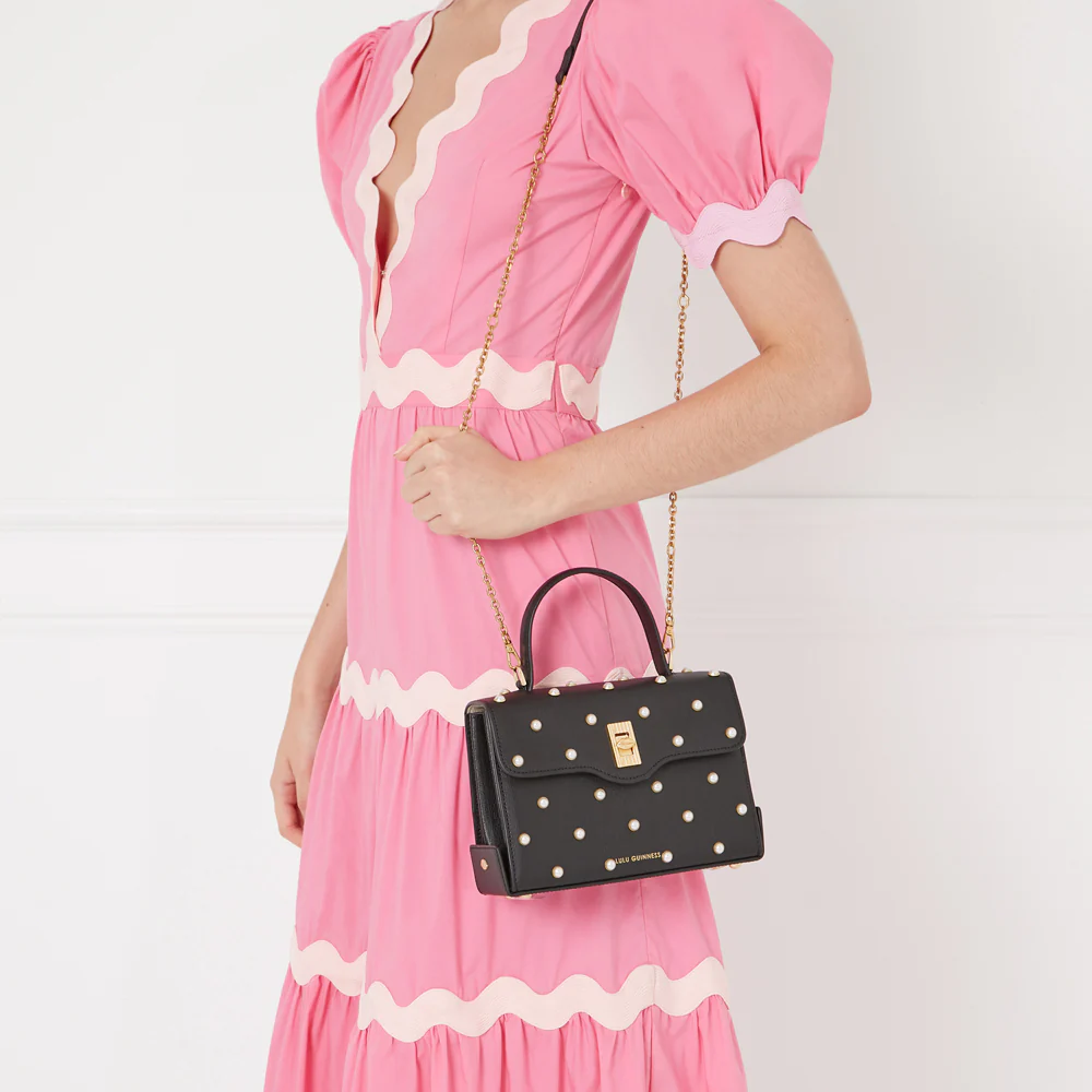BLACK PEARL MEDIUM LIP TURNLOCK QUEENIE HANDBAG - Image 9