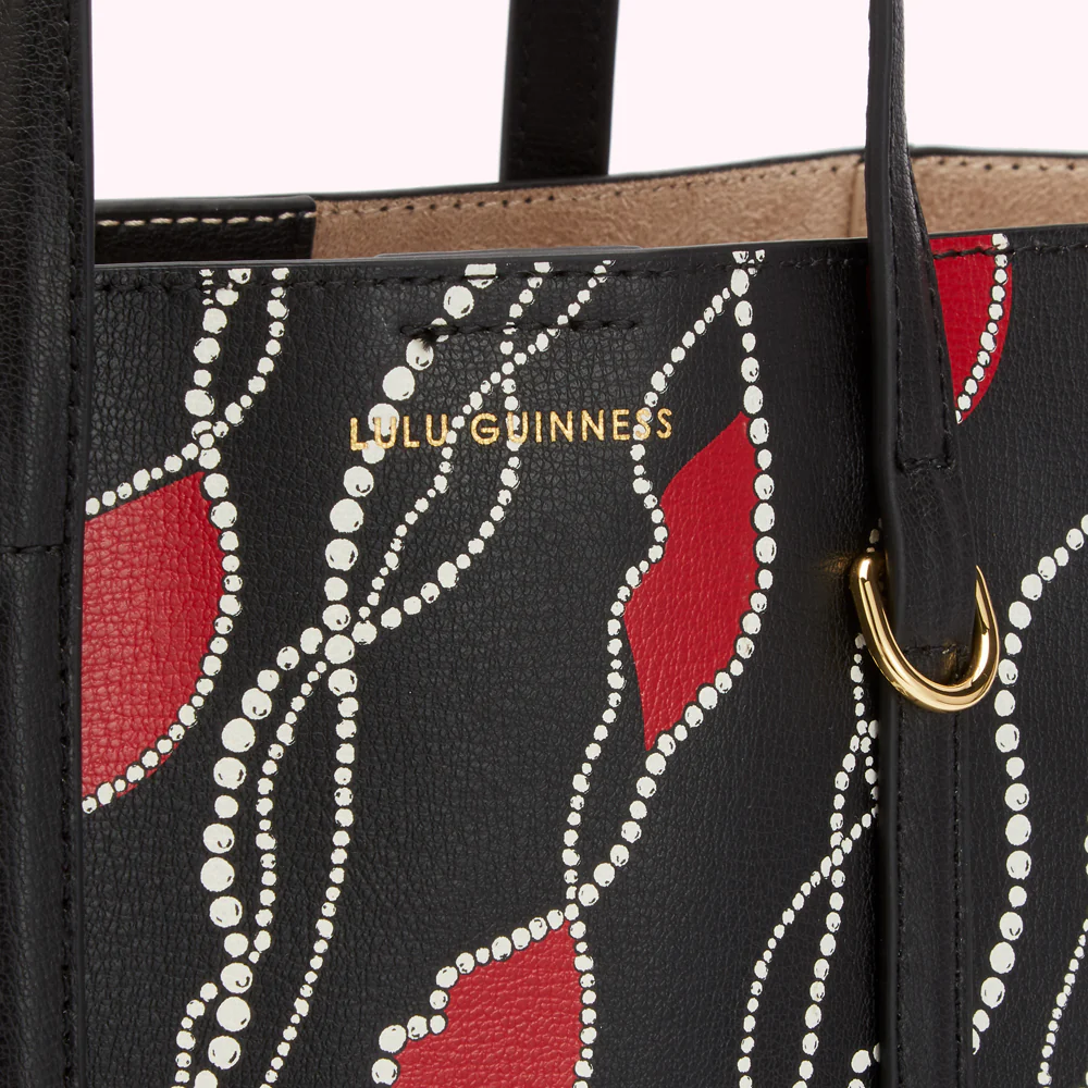 BLACK PEARLY LIP PRINT GARBO TOTE BAG - Image 4