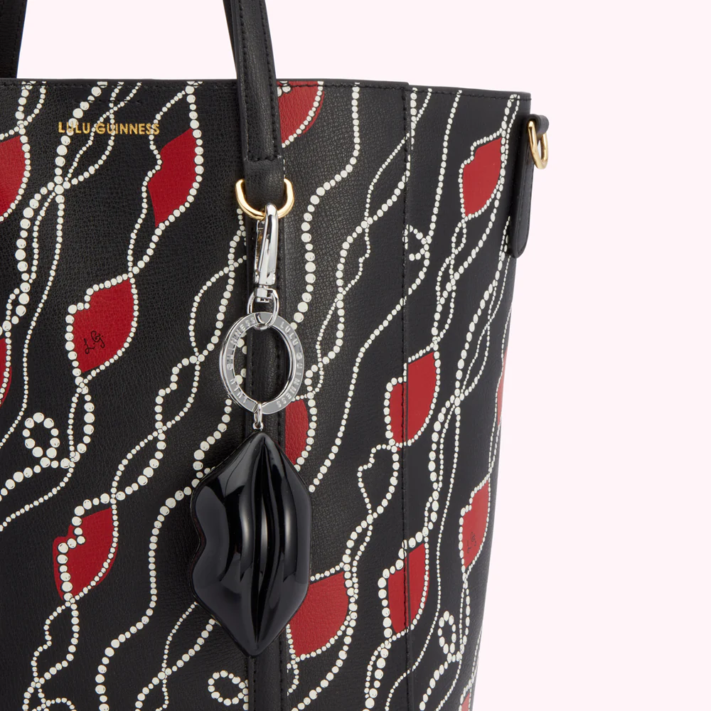 BLACK PEARLY LIP PRINT GARBO TOTE BAG - Image 5