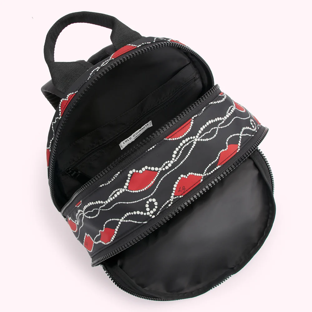 BLACK PEARLY LIP PRINT SADIE BACKPACK - Image 3