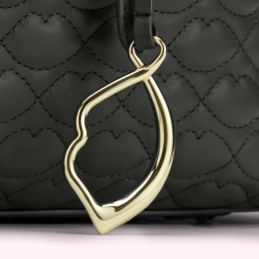 BLACK QUILTED LIP TAYLOR LEATHER HANDBAG - Image 3