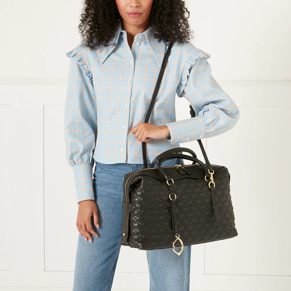 BLACK QUILTED LIP TAYLOR LEATHER HANDBAG - Image 7