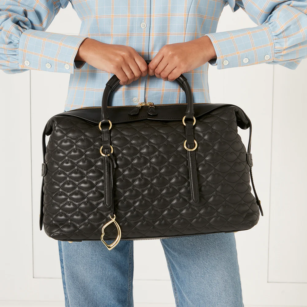 BLACK QUILTED LIP TAYLOR LEATHER HANDBAG - Image 9