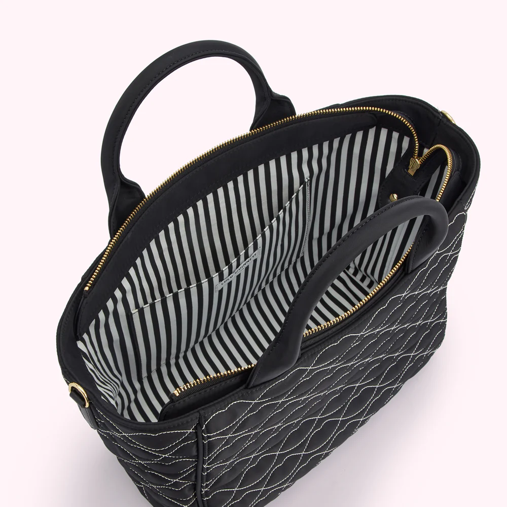BLACK QUILTED LIPS CARLY TOTE BAG - Image 4