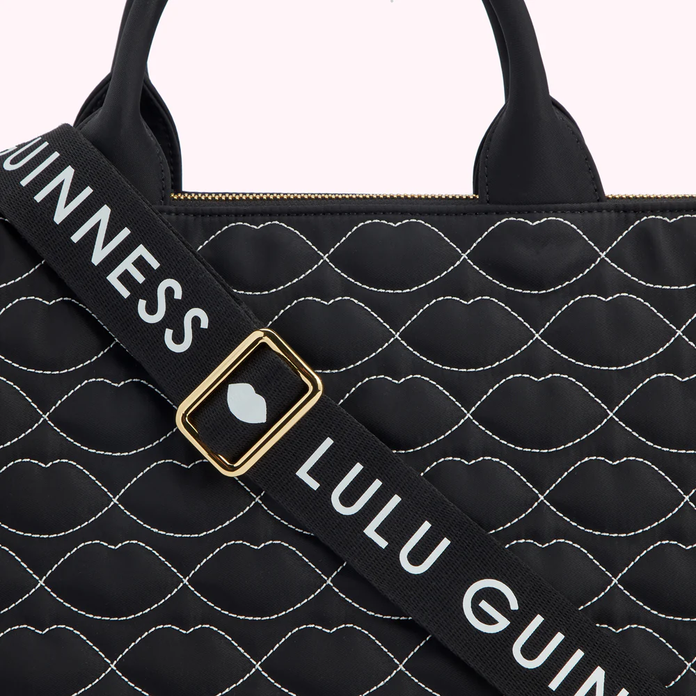 BLACK QUILTED LIPS CARLY TOTE BAG - Image 5