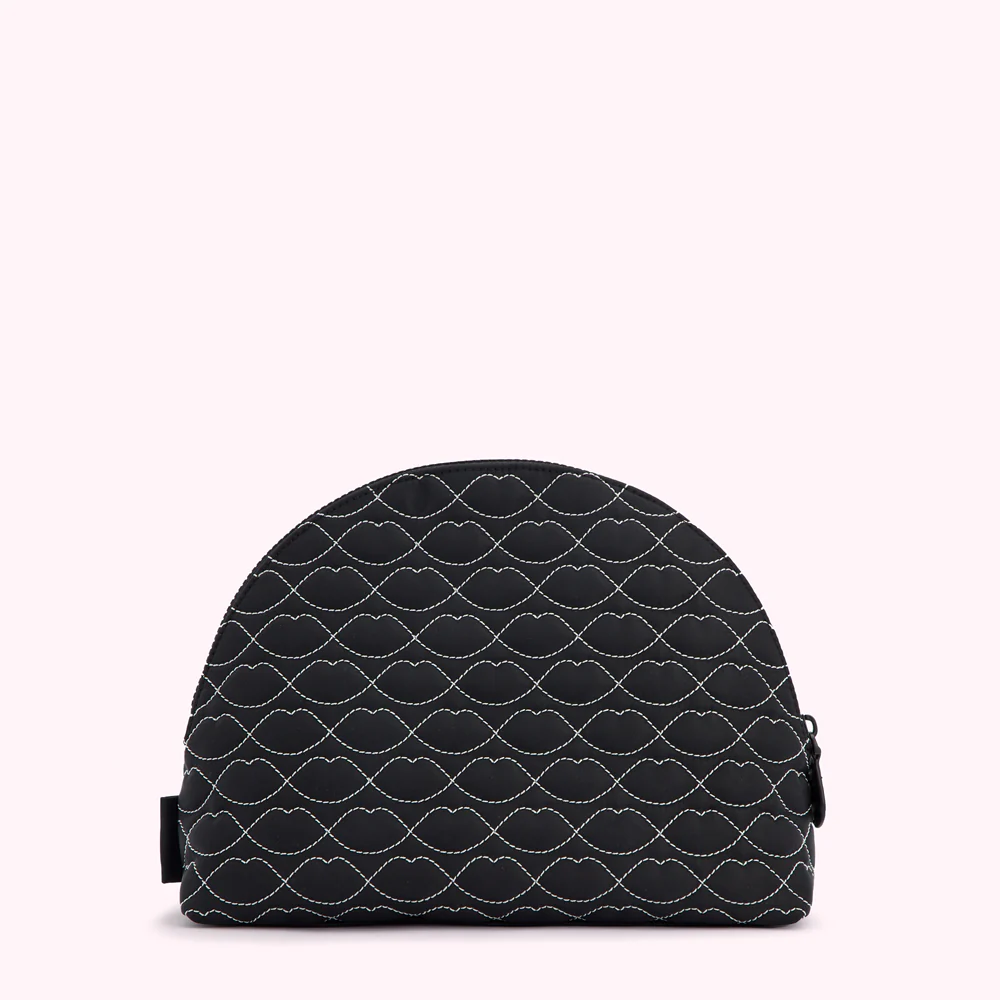 BLACK QUILTED LIPS CRESCENT WASH BAG - Image 2
