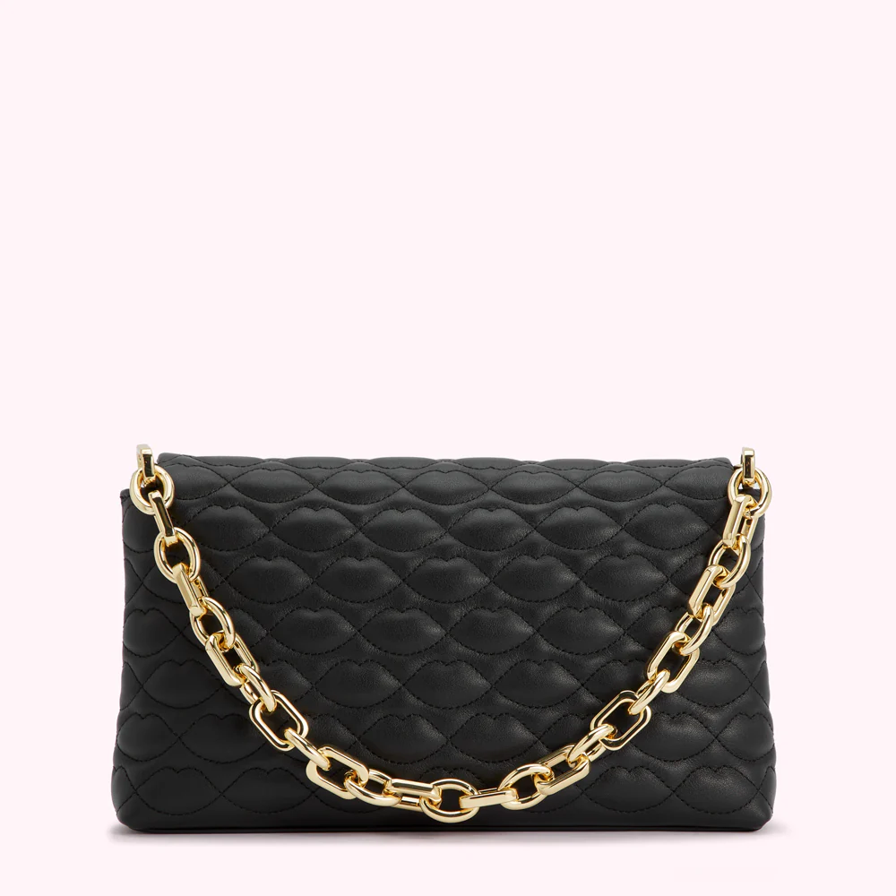 BLACK QUILTED LIPS TARA CLUTCH BAG - Image 2