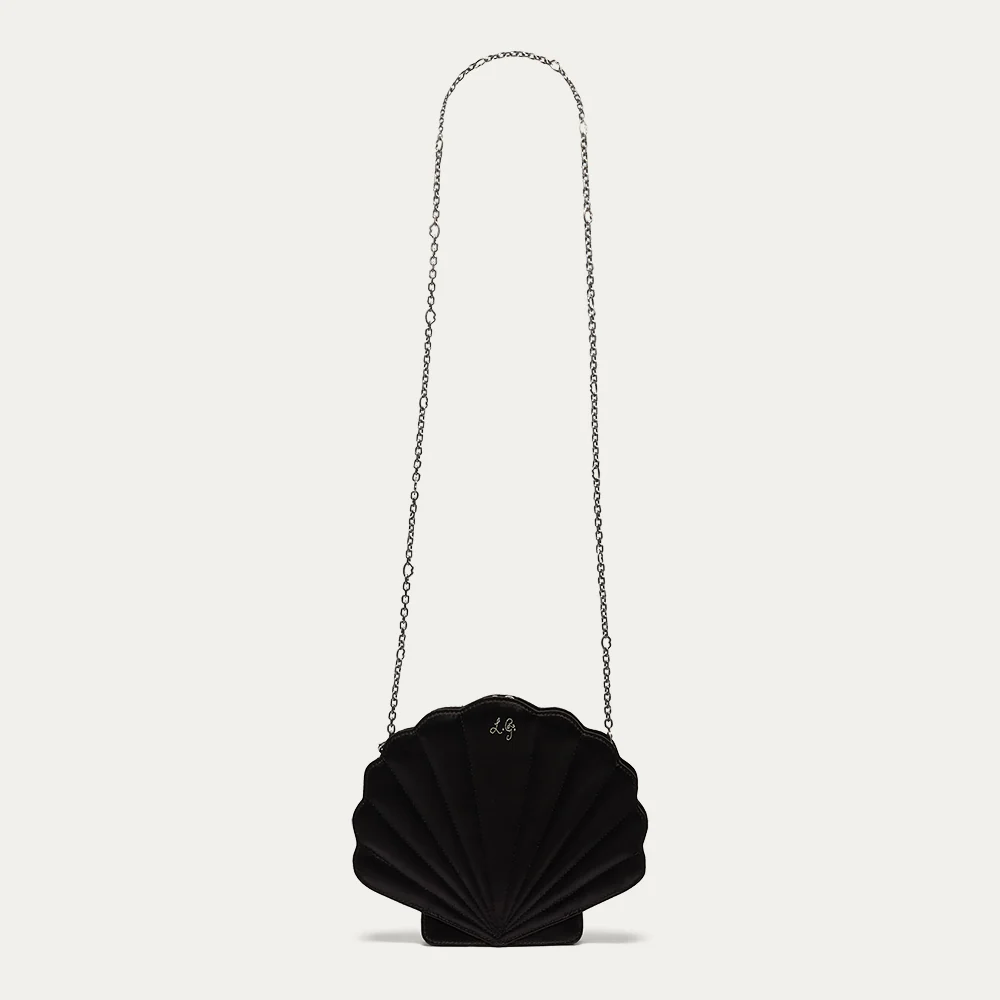 BLACK SATIN SHELL CLUTCH WITH SWAROVSKI® CRYSTALS - Image 2