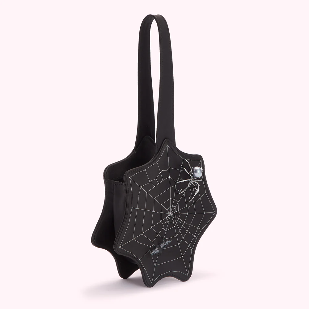 BLACK SATIN SPIDERS WEB COLLECTIBLE CLUTCH BAG - Image 3