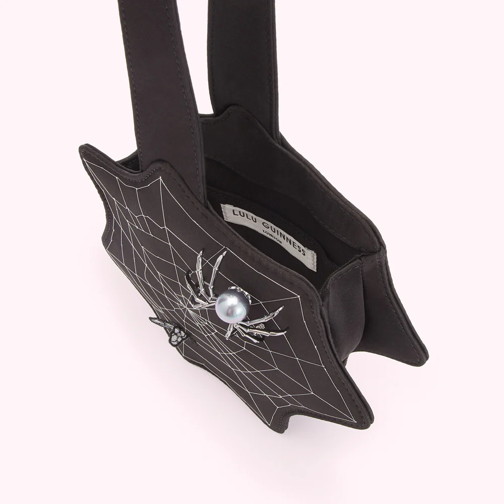 BLACK SATIN SPIDERS WEB COLLECTIBLE CLUTCH BAG - Image 4