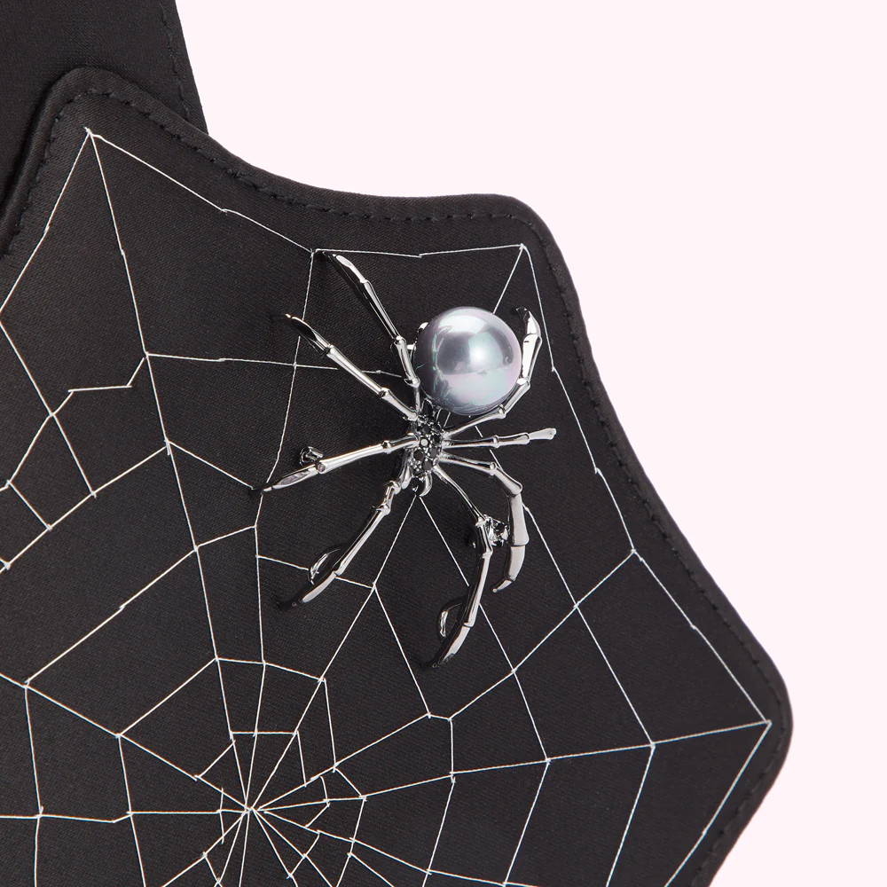 BLACK SATIN SPIDERS WEB COLLECTIBLE CLUTCH BAG - Image 7