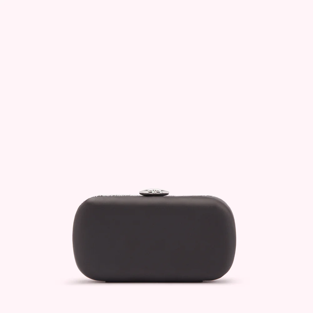BLACK SATIN SPIDERS WEB MONROE CLUTCH BAG - Image 2