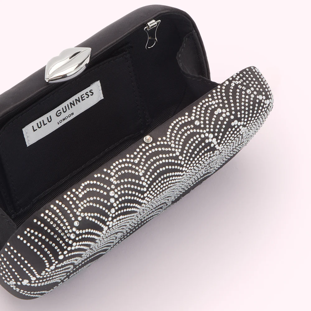 BLACK SATIN SPIDERS WEB MONROE CLUTCH BAG - Image 4