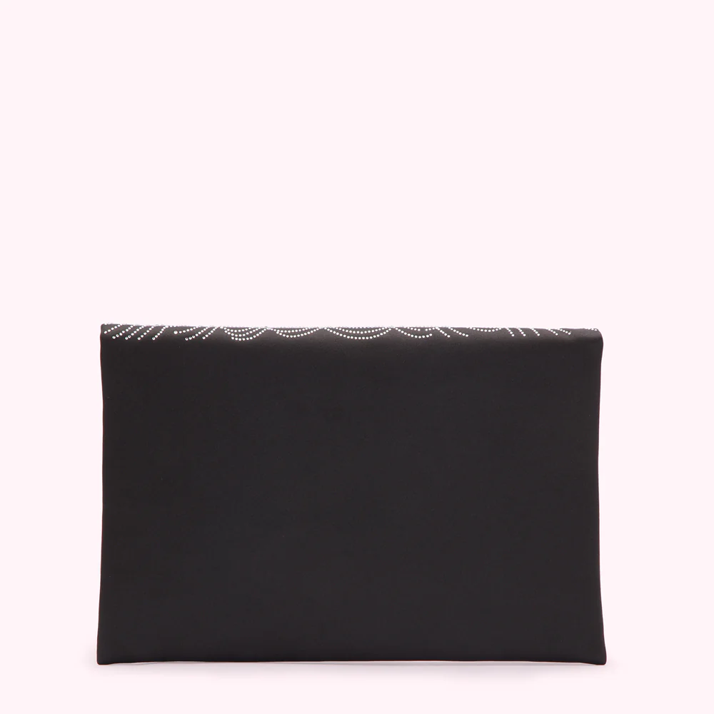 BLACK SATIN SPIDERS WEB NELLIE CLUTCH - Image 2