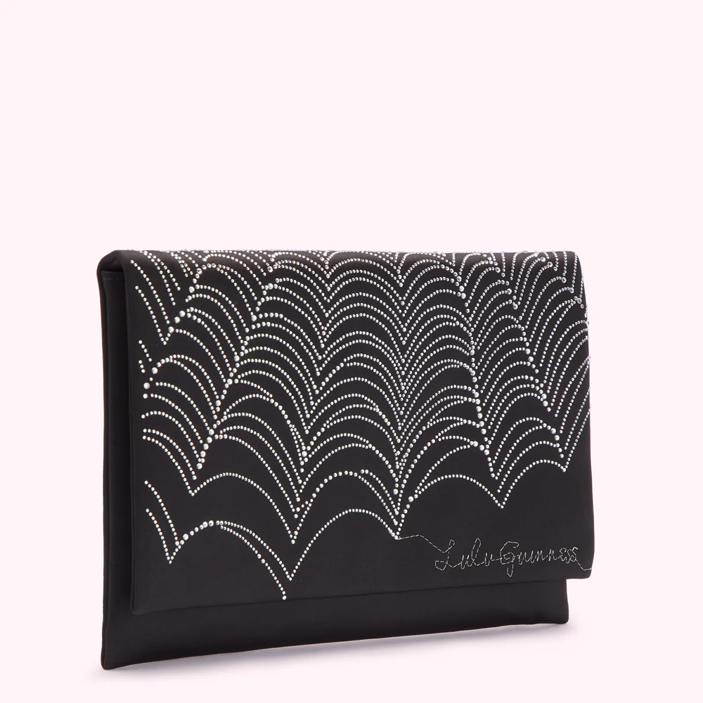 BLACK SATIN SPIDERS WEB NELLIE CLUTCH - Image 3