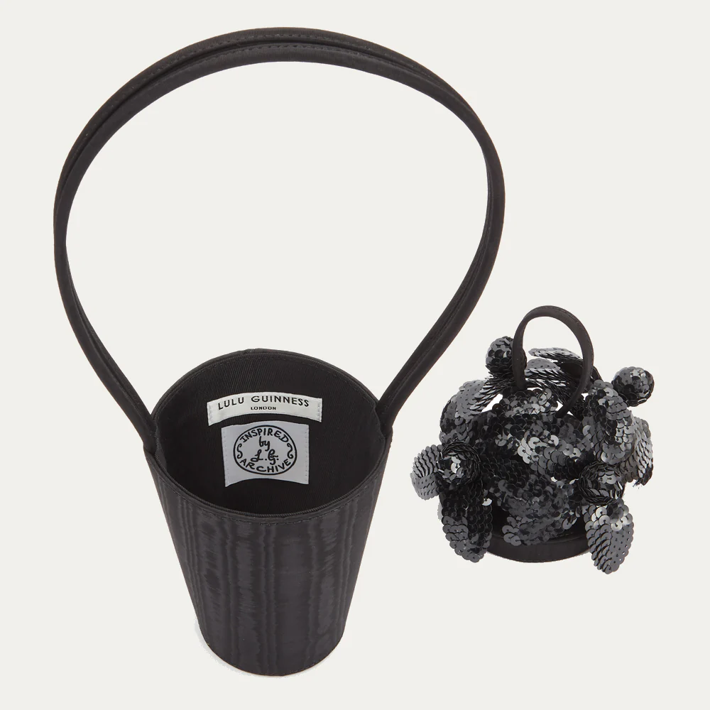 BLACK SEQUIN LILY BASKET BAG - Image 3