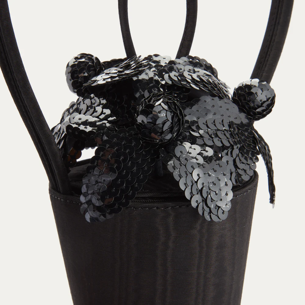 BLACK SEQUIN LILY BASKET BAG - Image 4