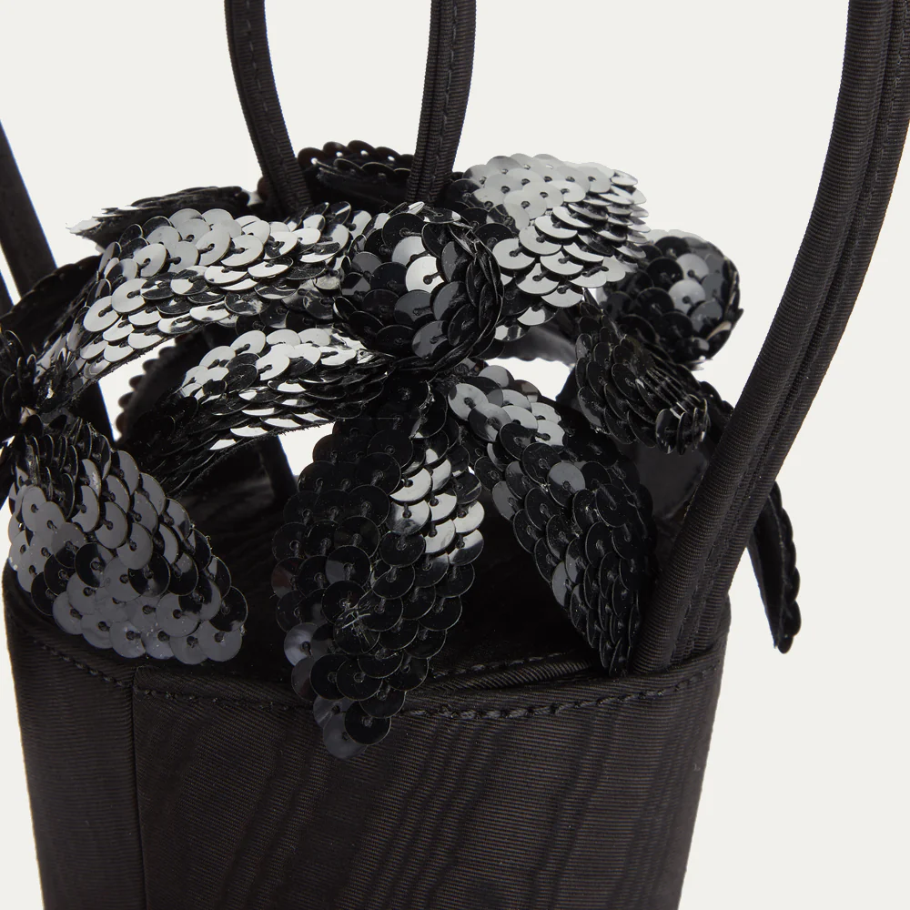 BLACK SEQUIN LILY BASKET BAG - Image 5