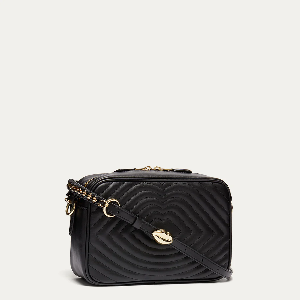 BLACK LIP RIPPLE QUILTED LEATHER BELLA CROSSBODY BAG - Image 2