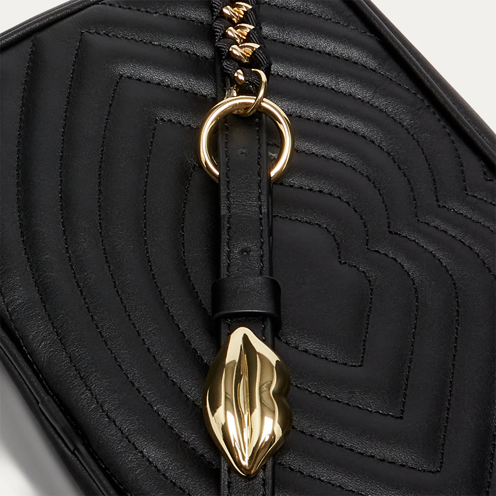 BLACK LIP RIPPLE QUILTED LEATHER BELLA CROSSBODY BAG - Image 5