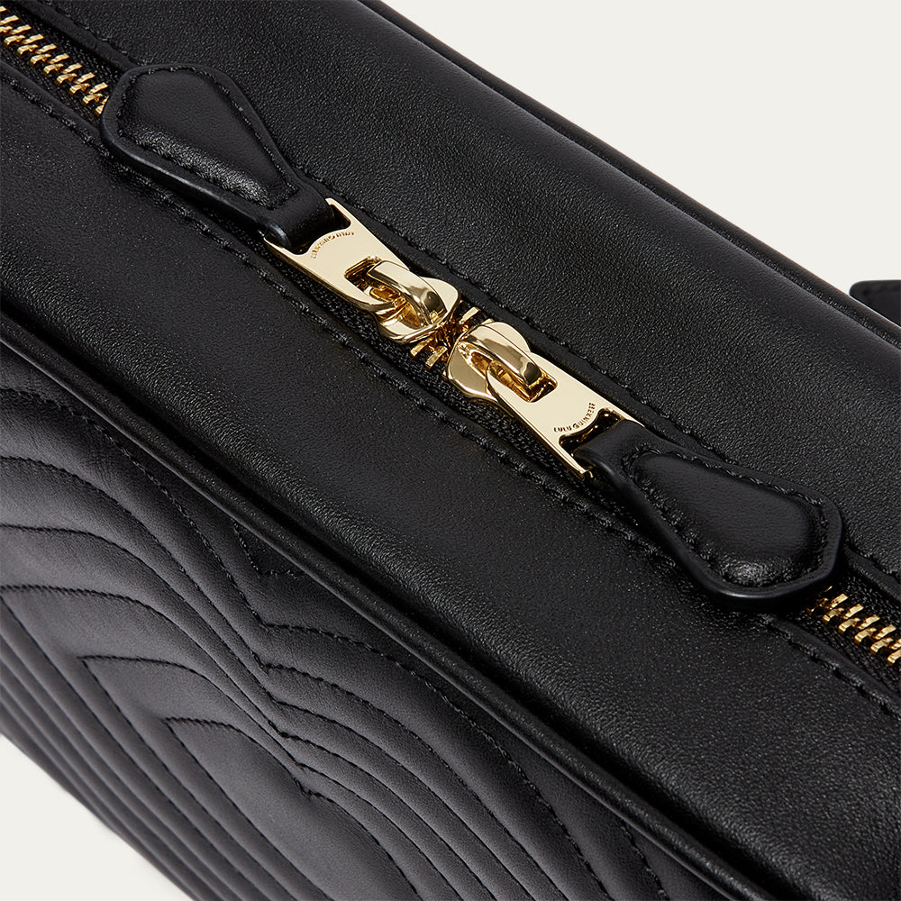 BLACK LIP RIPPLE QUILTED LEATHER BELLA CROSSBODY BAG - Image 6