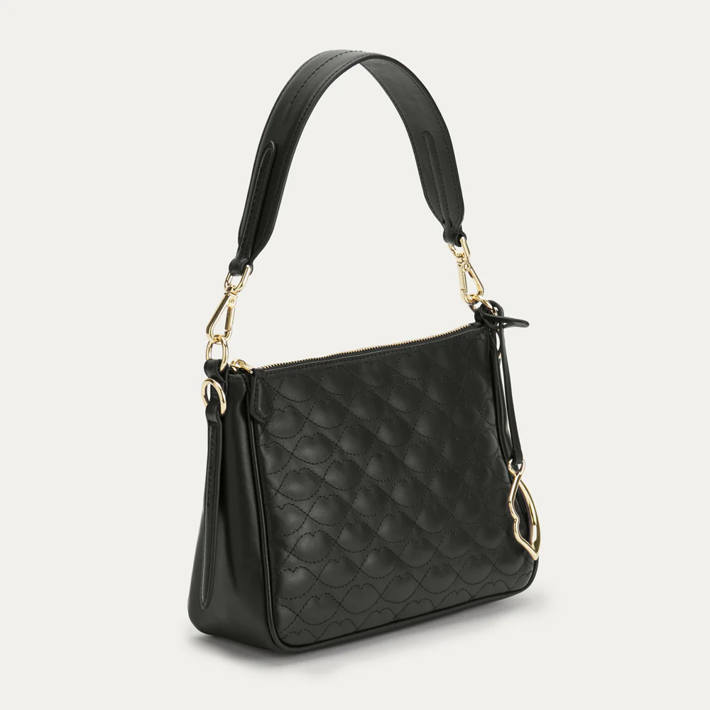 BLACK QUILTED LIP LEATHER CALLIE CROSSBODY BAG - Image 3