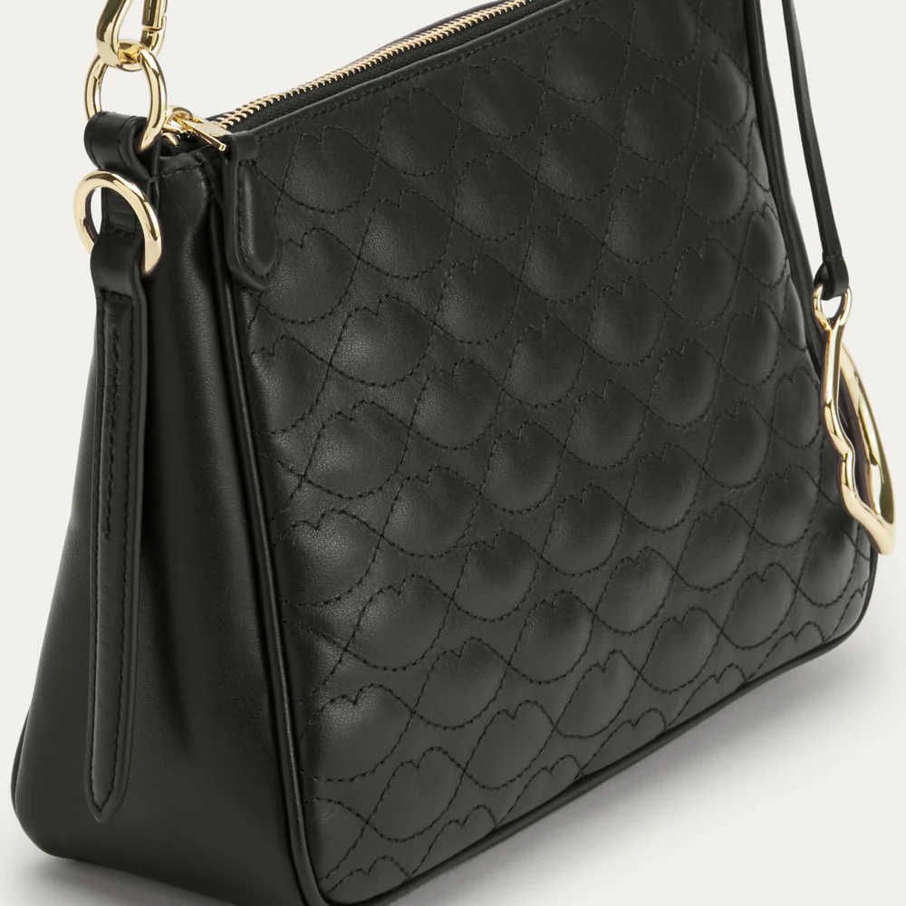 BLACK QUILTED LIP LEATHER CALLIE CROSSBODY BAG - Image 4