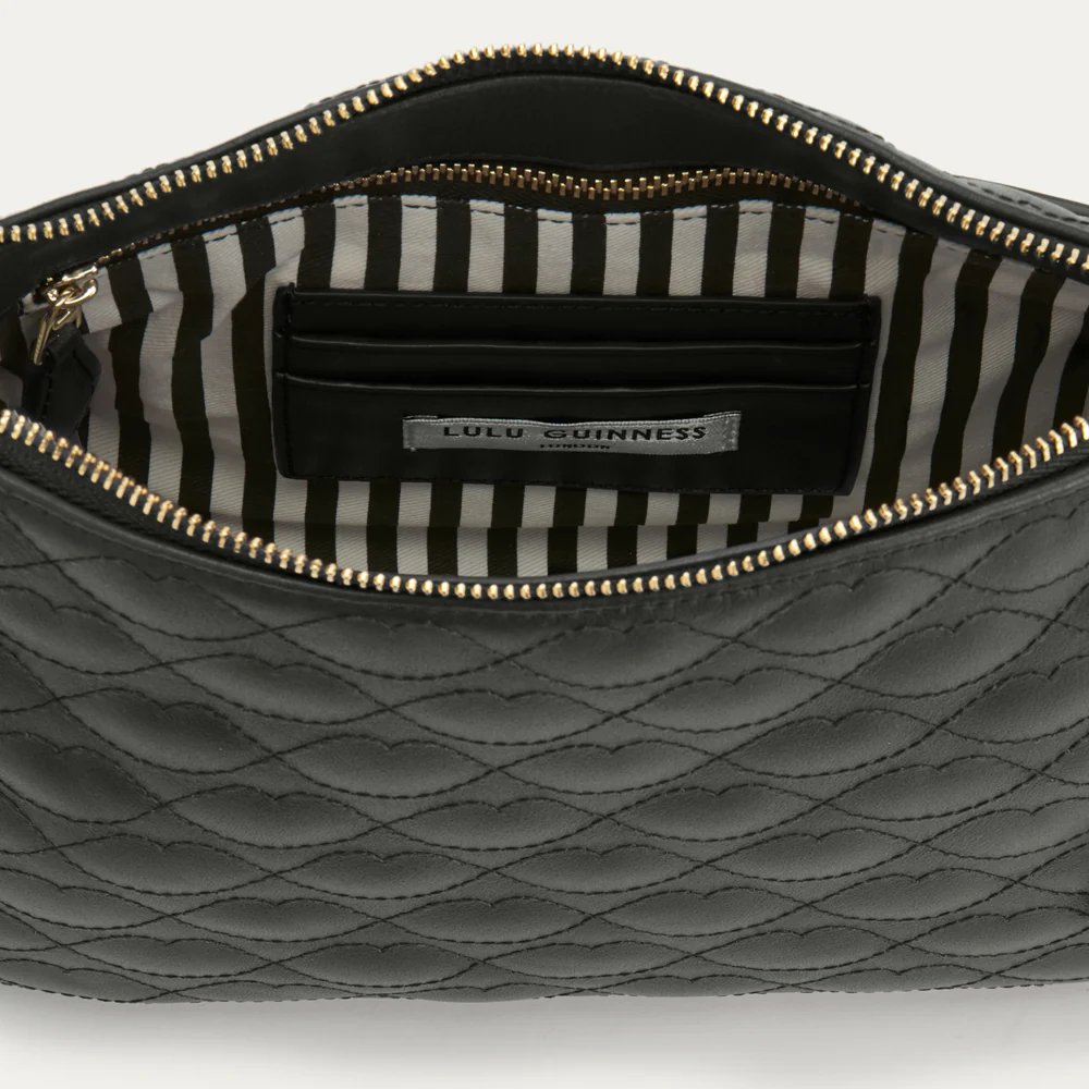 BLACK QUILTED LIP LEATHER CALLIE CROSSBODY BAG - Image 5